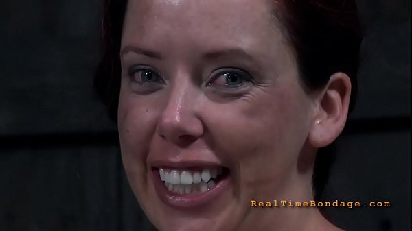 Fastened and tossed up hotty receives toy pleasuring for her twat